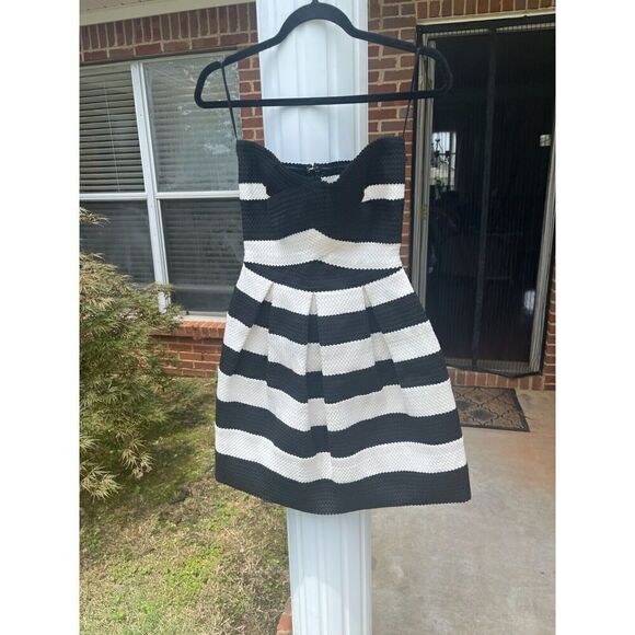 BCBG MaxAzria Alythea Black Cream Mini Dress Size S